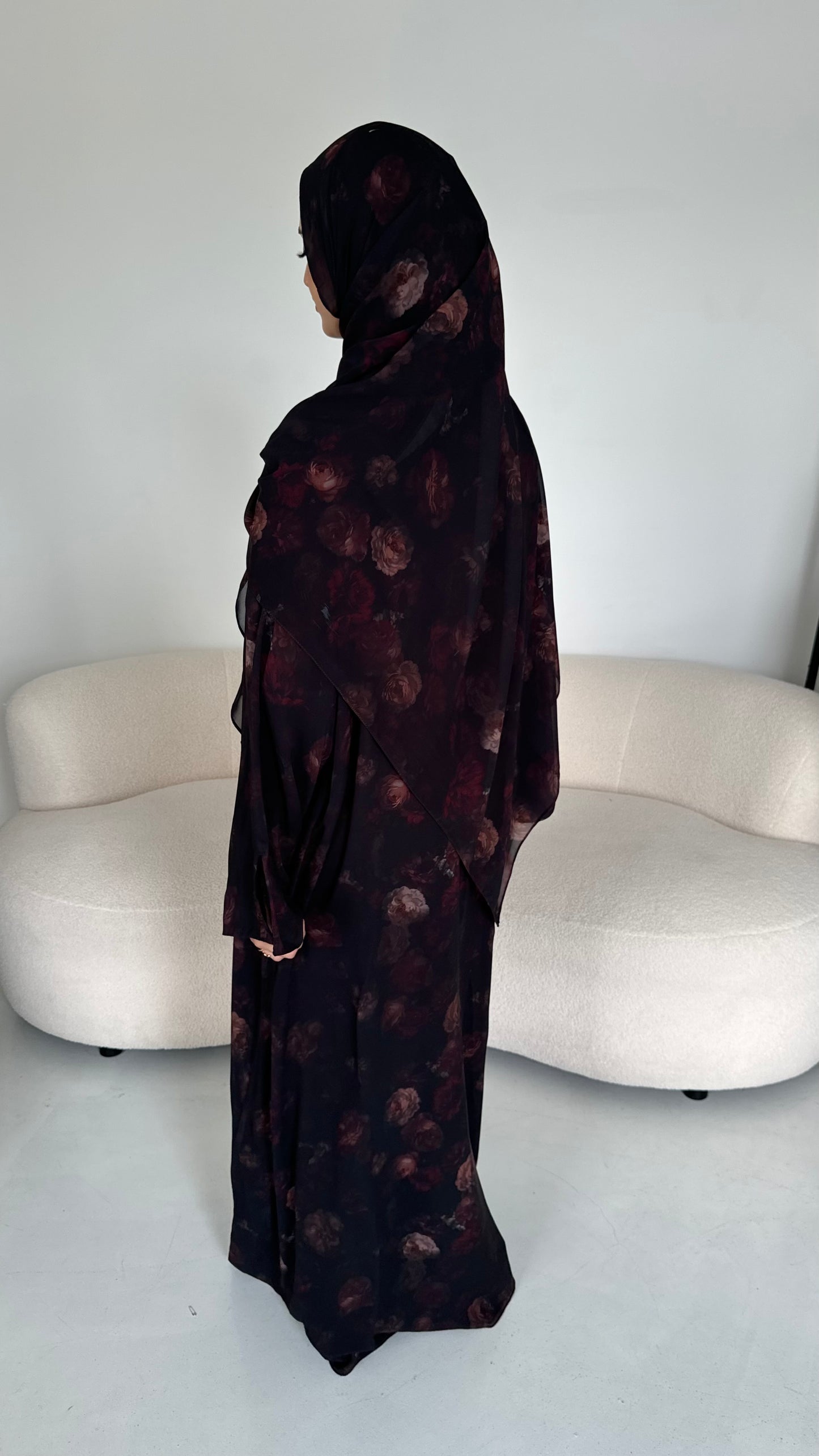 Noir Rose - Floral Chiffon Abayas for Summer – Lightweight & Flowy Modest Wear