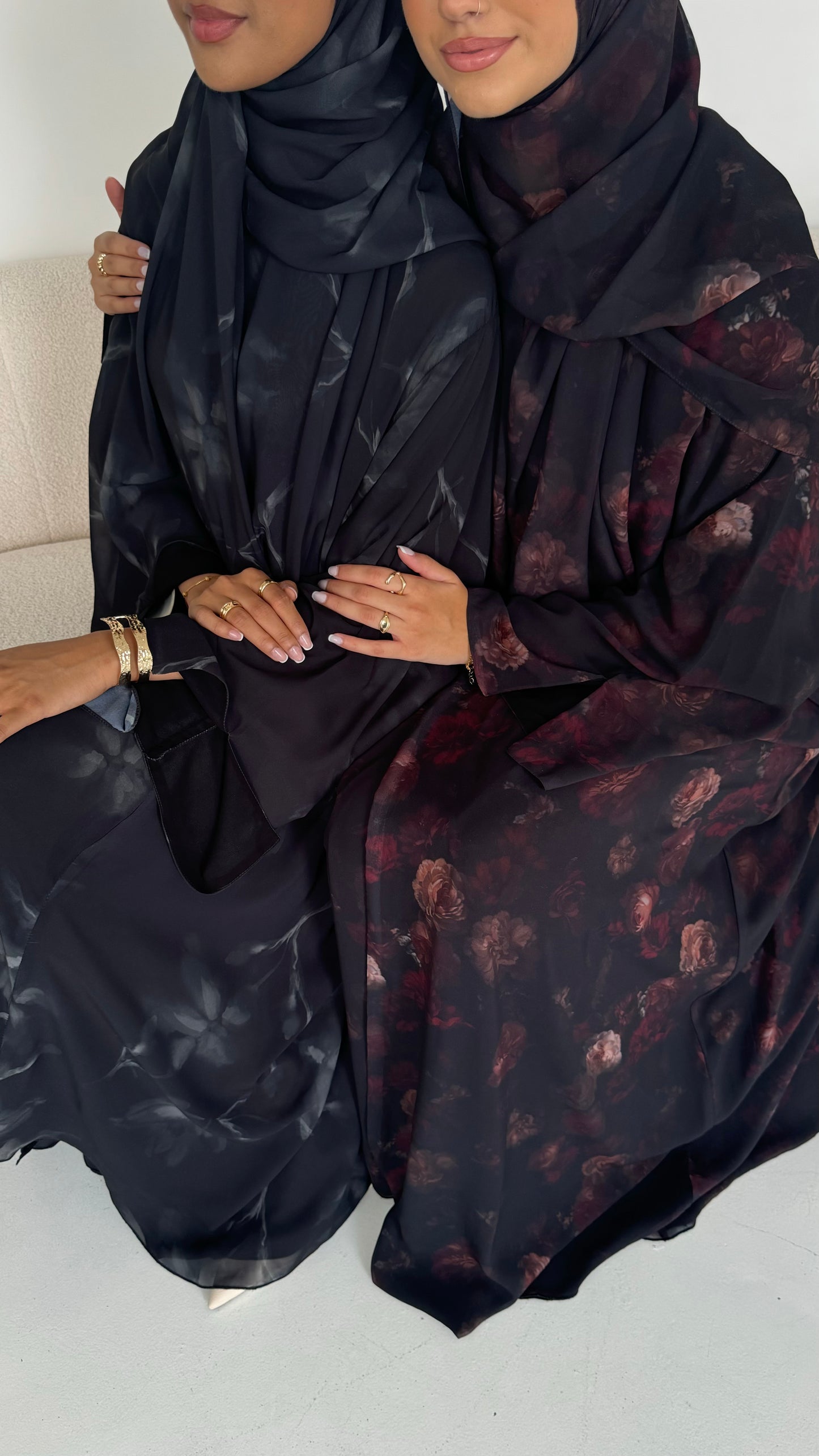 Noir Rose - Floral Chiffon Abayas for Summer – Lightweight & Flowy Modest Wear
