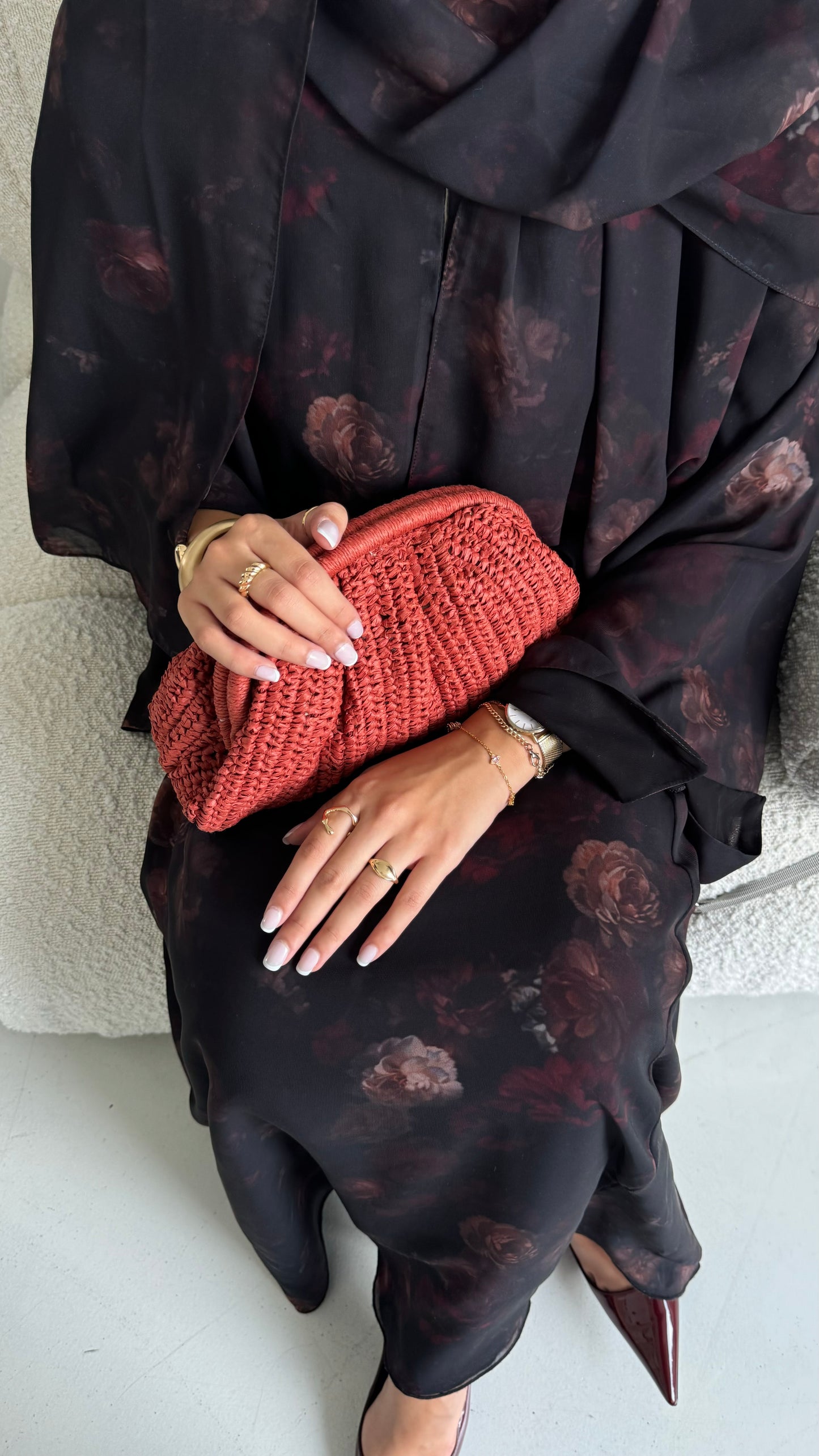 Noir Rose - Floral Chiffon Abayas for Summer – Lightweight & Flowy Modest Wear