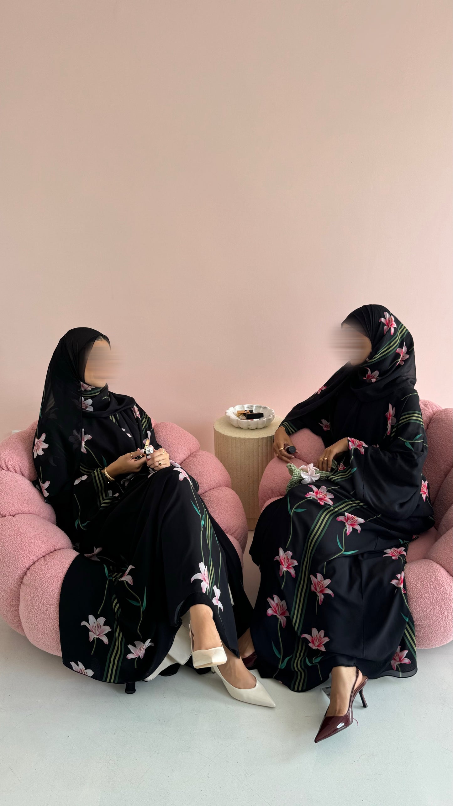 Lily Blush - Floral Chiffon Abayas for Summer – Lightweight & Flowy Modest Wear