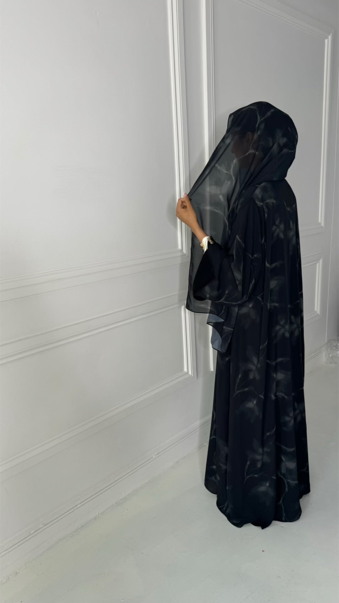 Noir Smoke - Floral Chiffon Abayas for Summer – Lightweight & Flowy Modest Wear