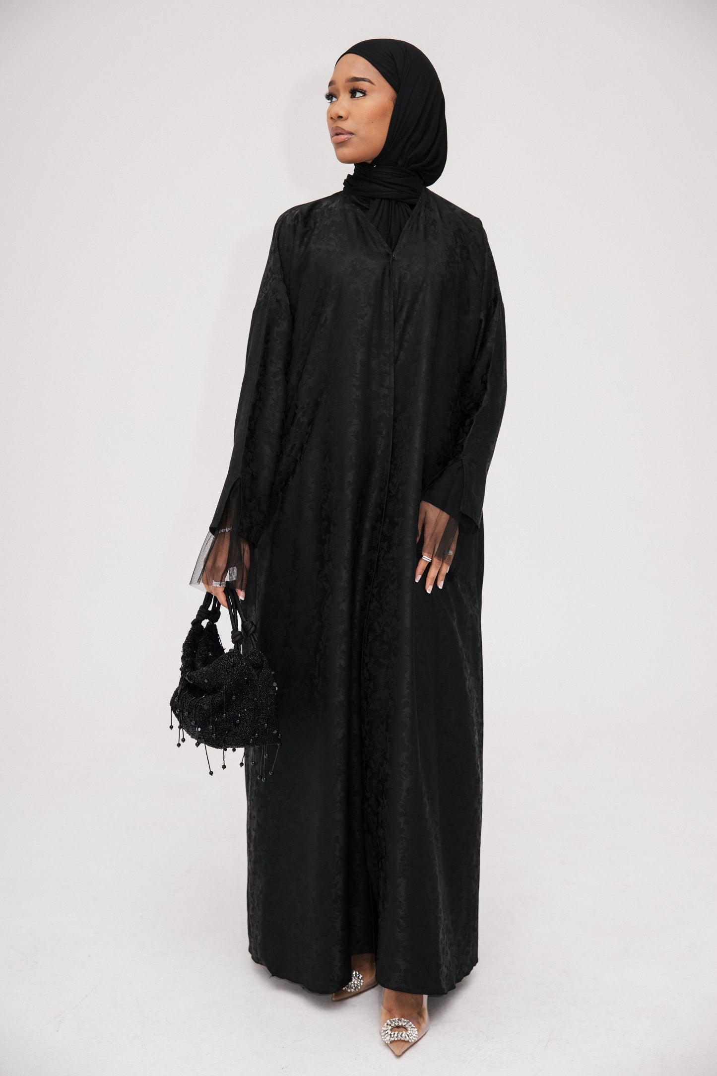 Jacquard Tulle abaya
