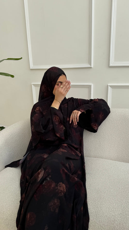 Noir Rose - Floral Chiffon Abayas for Summer – Lightweight & Flowy Modest Wear
