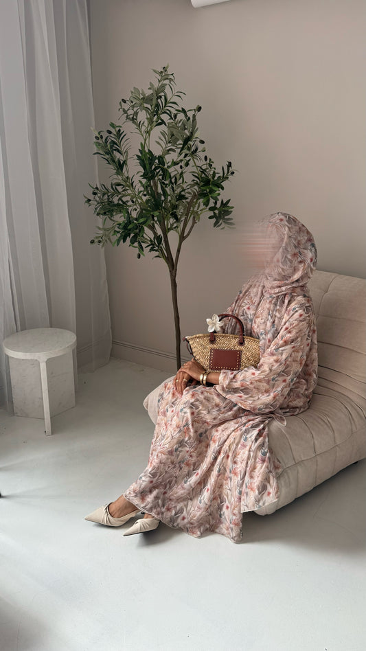 Petal Fleur - Floral Chiffon Abayas for Summer – Lightweight & Flowy Modest Wear