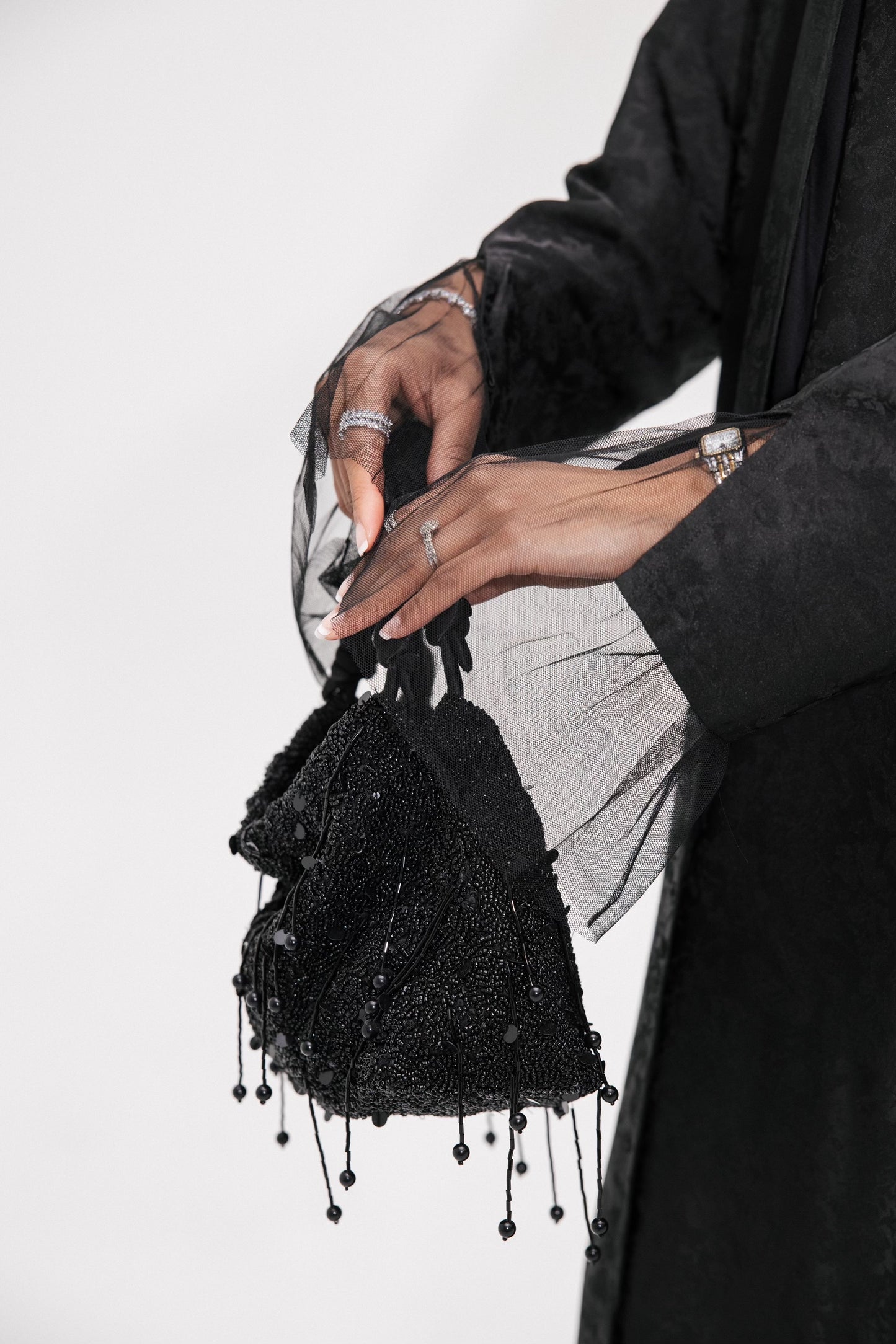 Jacquard Tulle abaya